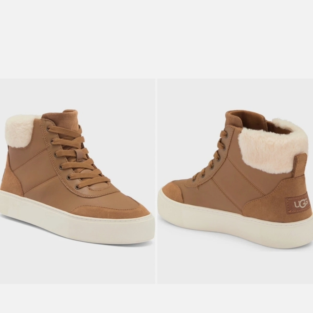 UGG Cakewalk High-Top Sneaker Women's Plush Faux Fur Leather Suede Upper NWT Sz7